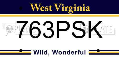 763PSK West Virginia License Plate
