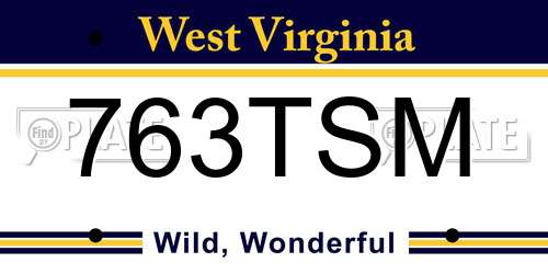 763TSM West Virginia License Plate