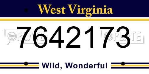 7642173 West Virginia License Plate
