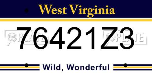 76421Z3 West Virginia License Plate