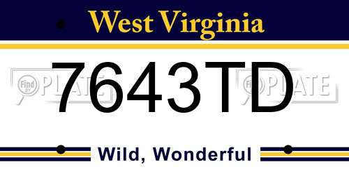 7643TD West Virginia License Plate