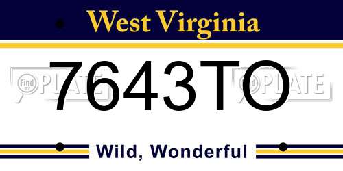 7643TO West Virginia License Plate
