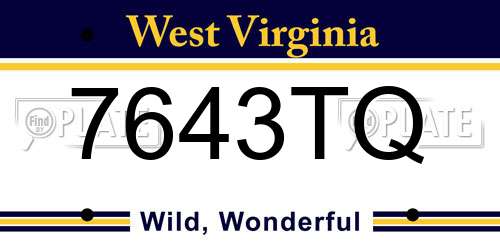 7643TQ West Virginia License Plate