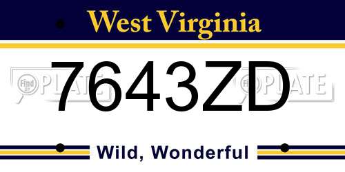 7643ZD West Virginia License Plate