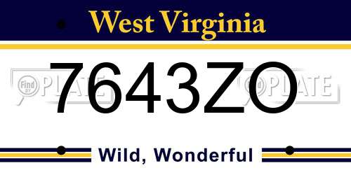 7643ZO West Virginia License Plate