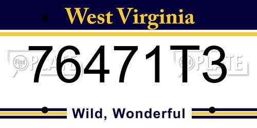 76471T3 West Virginia License Plate