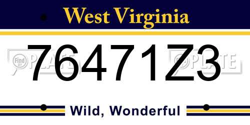 76471Z3 West Virginia License Plate