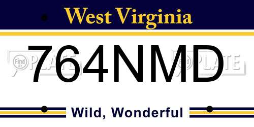 764NMD West Virginia License Plate