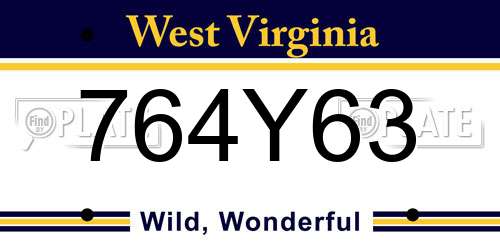 764Y63 West Virginia License Plate