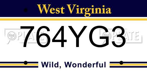 764YG3 West Virginia License Plate