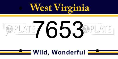 7653 West Virginia License Plate