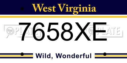 7658XE West Virginia License Plate