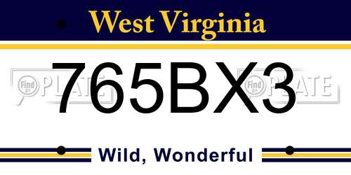 765BX3 West Virginia License Plate