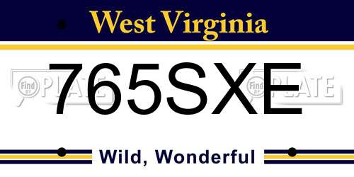 765SXE West Virginia License Plate