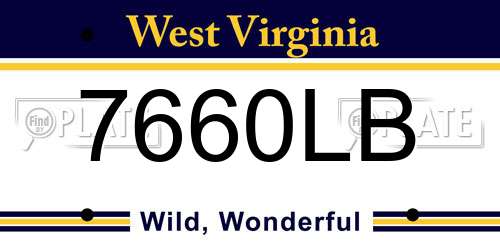 7660LB West Virginia License Plate