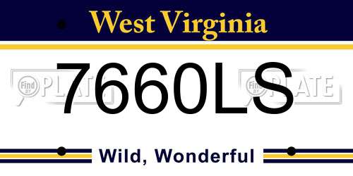 7660LS West Virginia License Plate