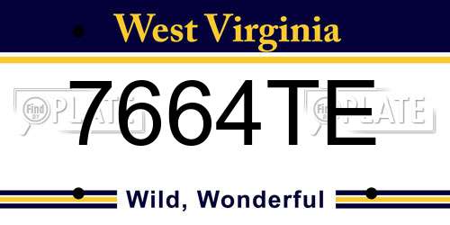 7664TE West Virginia License Plate