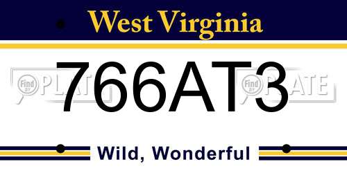 766AT3 West Virginia License Plate