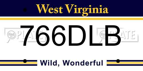 766DLB West Virginia License Plate