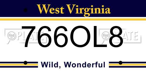 766OL8 West Virginia License Plate