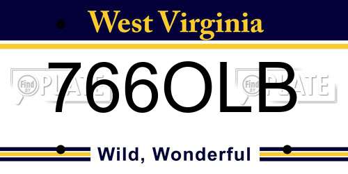 766OLB West Virginia License Plate
