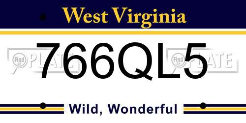 766QL5 West Virginia License Plate