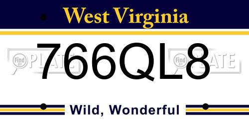 766QL8 West Virginia License Plate