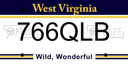 766QLB West Virginia License Plate
