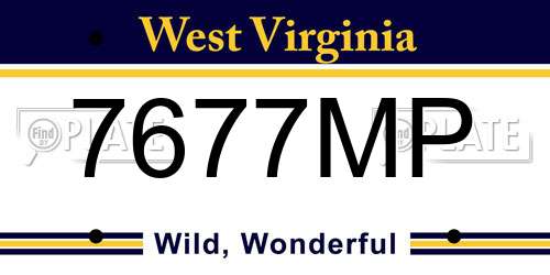 7677MP West Virginia License Plate