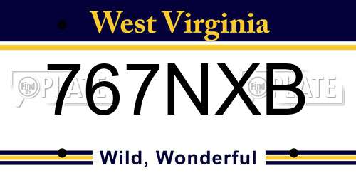 767NXB West Virginia License Plate