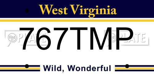 767TMP West Virginia License Plate