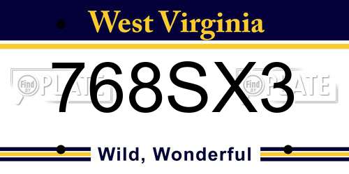 768SX3 West Virginia License Plate