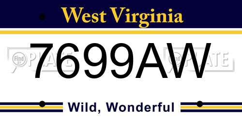 7699AW West Virginia License Plate