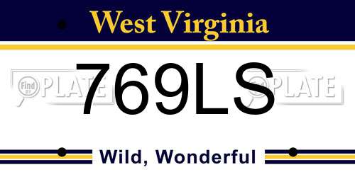 769LS West Virginia License Plate