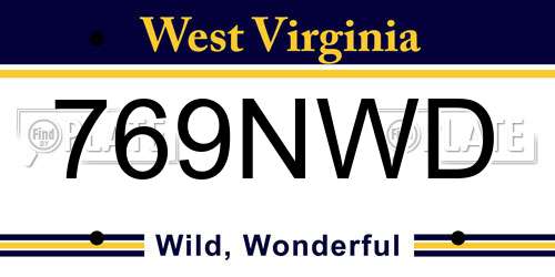 769NWD West Virginia License Plate