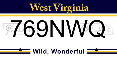 769NWQ West Virginia License Plate