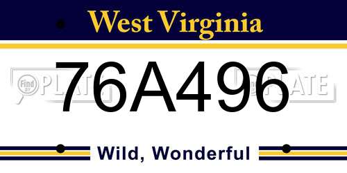 76A496 West Virginia License Plate