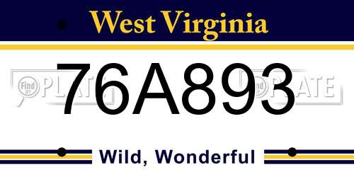 76A893 West Virginia License Plate
