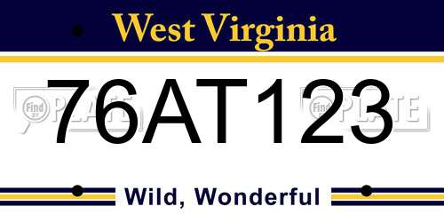 76AT123 West Virginia License Plate