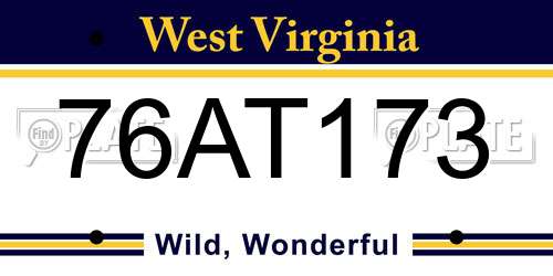 76AT173 West Virginia License Plate