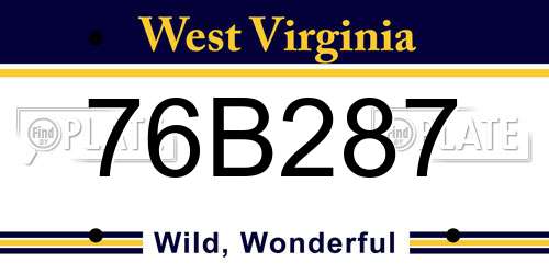 76B287 West Virginia License Plate