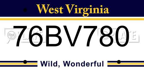 76BV780 West Virginia License Plate