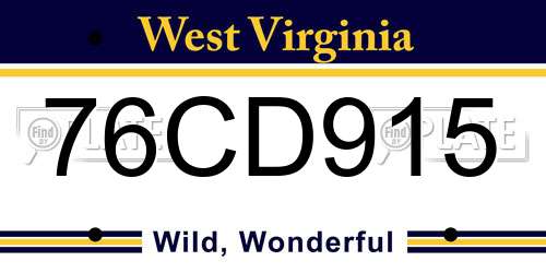 76CD915 West Virginia License Plate
