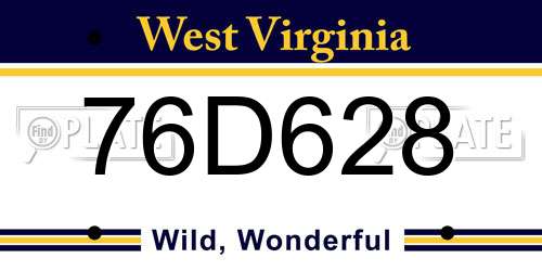 76D628 West Virginia License Plate