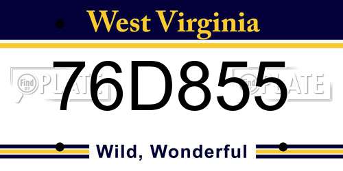 76D855 West Virginia License Plate