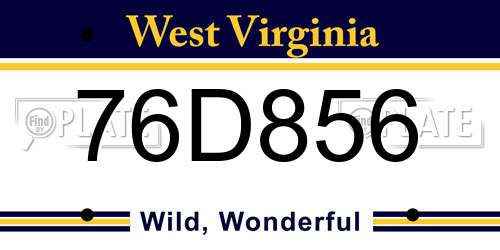76D856 West Virginia License Plate