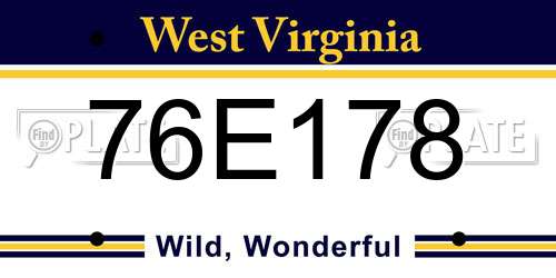 76E178 West Virginia License Plate