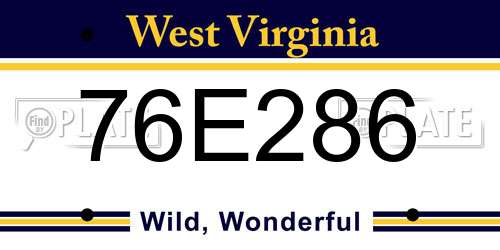 76E286 West Virginia License Plate