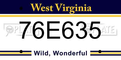 76E635 West Virginia License Plate