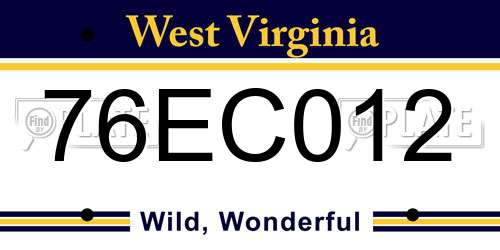 76EC012 West Virginia License Plate